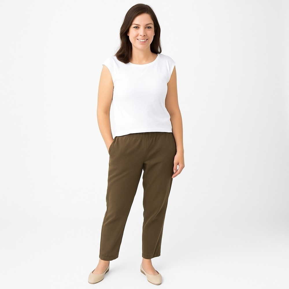 Eileen Fisher Tencel Tapered Leg Pockets Pants Brown Size XS